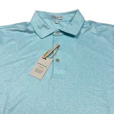 Peter Millar Polo Shirt XL Summer Comfort Dazed Green Print Short Sleeve picture