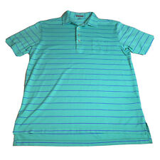 PETER MILLAR Summer Comfort Striped Polo Golf Shirt T Large Green picture
