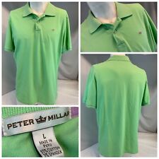 Peter Millar Polo Golf Shirt L Men Green Cotton Purple Logo Peru YGI J1-214 picture