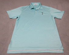 Peter Millar Polo Shirt Mens Large Green Blue Lightweight Golf Summer Comfort picture