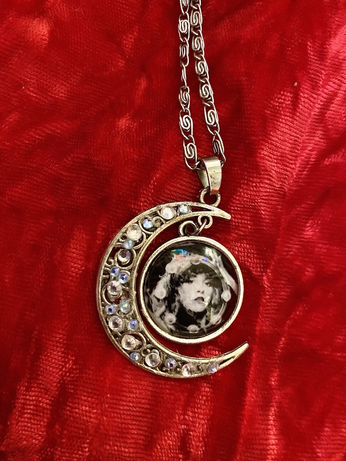 Custom Stevie Nicks Pendant Crescent Moon Necklace Fleetwood Mac Tambourine Custom Stevie Nicks Pendant Crescent Moon Necklace Fleetwood Mac Tambourine