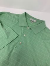Peter Millar Men’s Polo Shirt Green Check Golf Short Sleeve 100% Cotton Sz Lg T6 picture