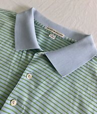 Peter Millar Golf Polo NEW Shirt Mens L Blue & Green Striped Cotton Outdoor Wear picture