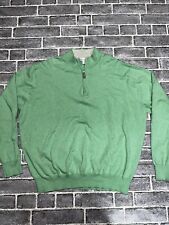 Peter Millar Mens Crown Soft 1/4 Zip Sweater Size XXL Green Cotton Silk Cashmere picture