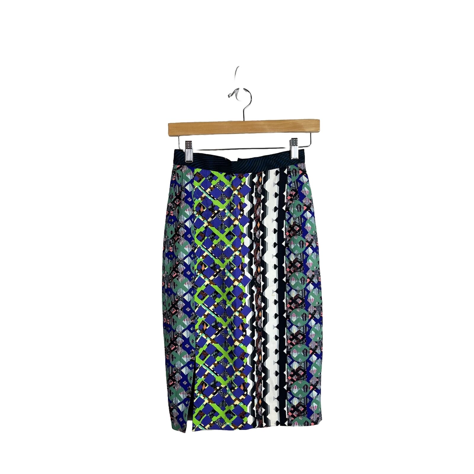 PETER PILOTTO Pencil Skirt US 2 UK 6 Blue Green Abstract Geometric Print Women’s
