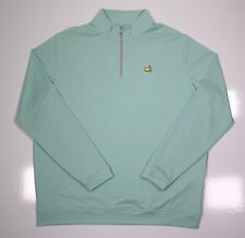 Masters Peter Millar Mint Green Striped 1/4 Zip Performance Golf Pullover XXL picture