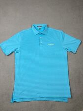 Peter Millar Summer Comfort Shirt Mens Large Blue Green Stripe Stretch Golf Logo picture