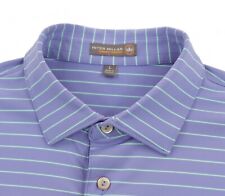 Peter Millar Summer Comfort Polo Shirt Men's Large Purple Green Stripes picture