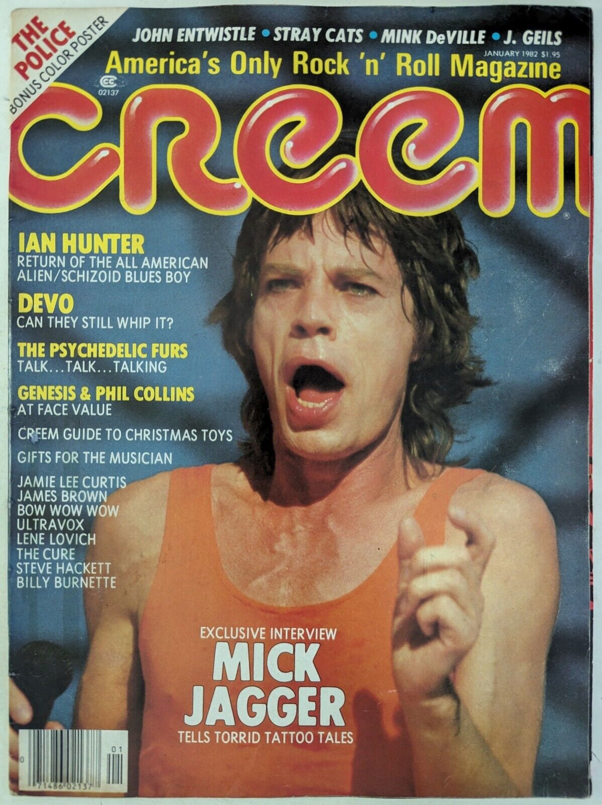 Creem Magazine January 1982 Mick Jagger, Ian Hunter, Devo, Genesis, Stray Cats