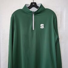 Peter Millar Shirt 1/4 Zip Golf Pullover Mens Large Green Long Sleeve Stanford  picture