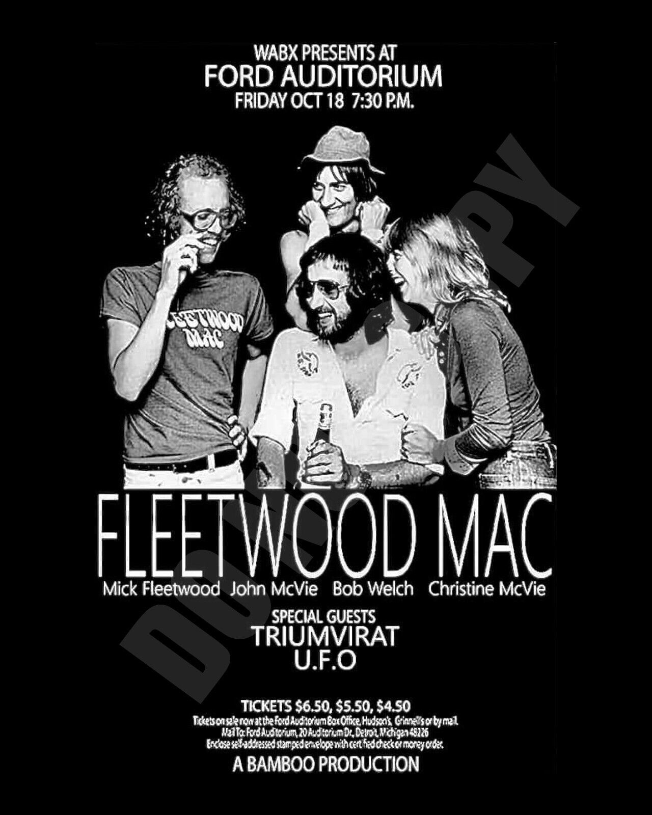 1974 Fleetwood Mac Detroit Concert Ford Auditorium Newspaper Tour Ad 8x10 Photo