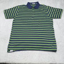 Peter Millar Polo Shirt Mens Extra Large XL Blue Green Golf Cotton Striped picture