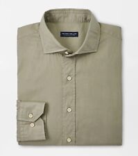 Peter Millar Sojourn Sport Shirt XL Herb Green Garment Dyed Cotton Button $250 picture