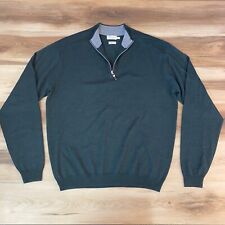 Peter Millar Sweater Mens XLT Tall Crown Soft Green Wool Silk Mock Neck 1/4 Zip picture