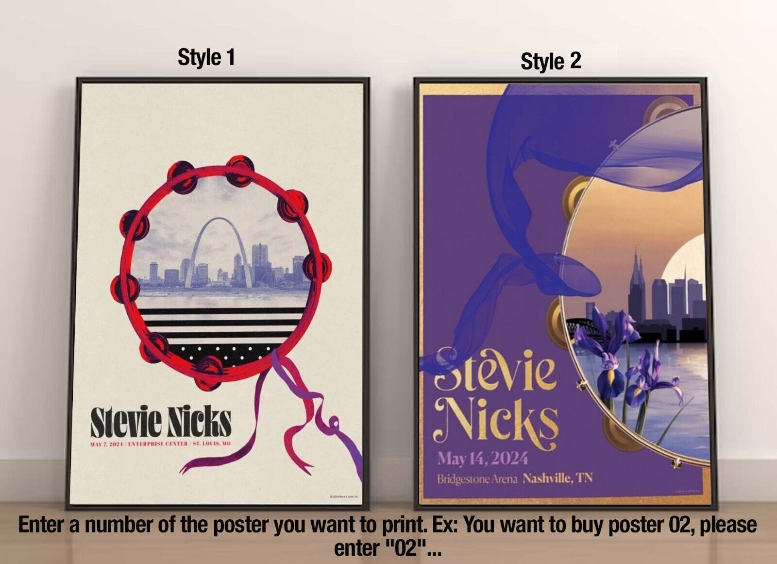 Stevie Nicks May 14 2024 Bridgestone Arena Nashville TN Poster, Stevie Nicks