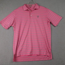 Peter Millar Summer Comfort Polo Shirt Pink Green Stripe Hasentree Golf Mens  L picture