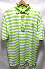 PETER MILLAR Summer Comfort light green and white striped short sleeve polo XL picture
