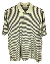 Peter Millar Mercerized Golf Shirt Men's L Green Stripe Knit Button Up picture