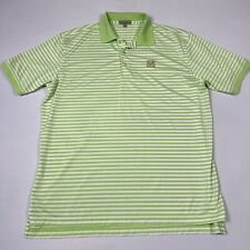 Peter Millar Summer Comfort Men Polo Shirt Striped Mediterra Golf Green White XL picture
