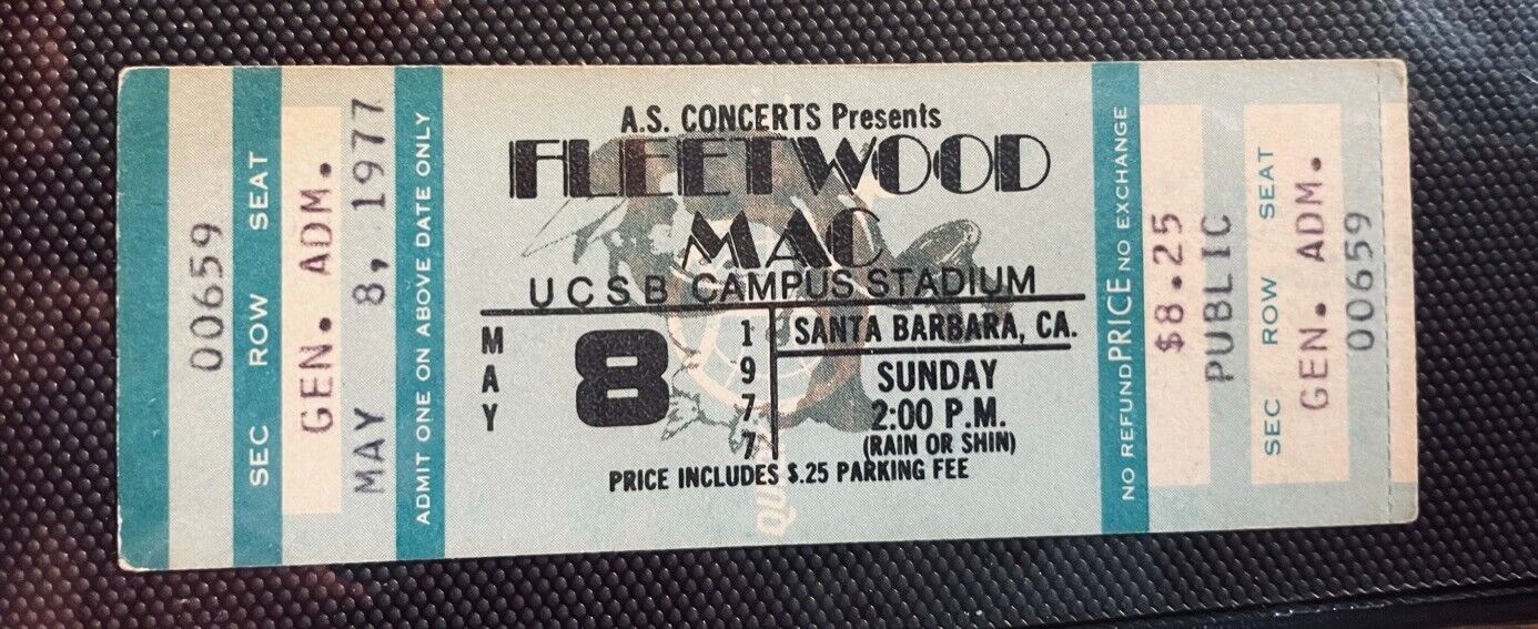 Fleetwood Mac Ticket Stub 1977 Unused  Rumors Tour Santa Barbara