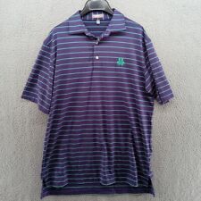 Peter Millar Shirt Mens Medium Purple Green Stripe Summer Comfort Polo picture
