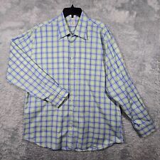 Peter Millar Crown Shirt Mens XL Blue Green Plaid Cotton Button Up Long Sleeve picture