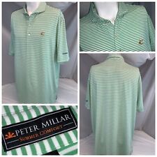 Peter Millar Summer Comfort Golf Shirt XL Green Stripe Susquehanna YGI B0-607 picture