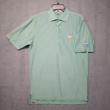 Peter Millar Mens Summer Comfort Polo L Green Gray Stripe NBC Sports Performance picture