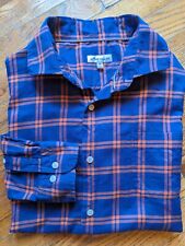 Peter Millar Mens XL Blue Green Plaid Flannel Button Front Shirt Lightweight picture