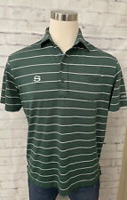 Peter Millar Summer Comfort Med Green Striped Golf Dress Polo Shirt Stratford picture