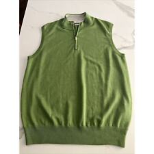 Peter Millar Sweater Vest 1/4 Zip Mens Size Medium Green Cashmere Silk Cotton picture