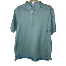 Peter Millar Mens Golf Polo Shirt Size Large Green Active Pure Cotton Blue Green picture