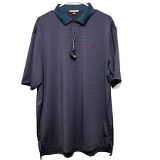NWT Peter Millar Short Sleeve Golf Polo Shirt Men's XL Green Red Striped Logo picture