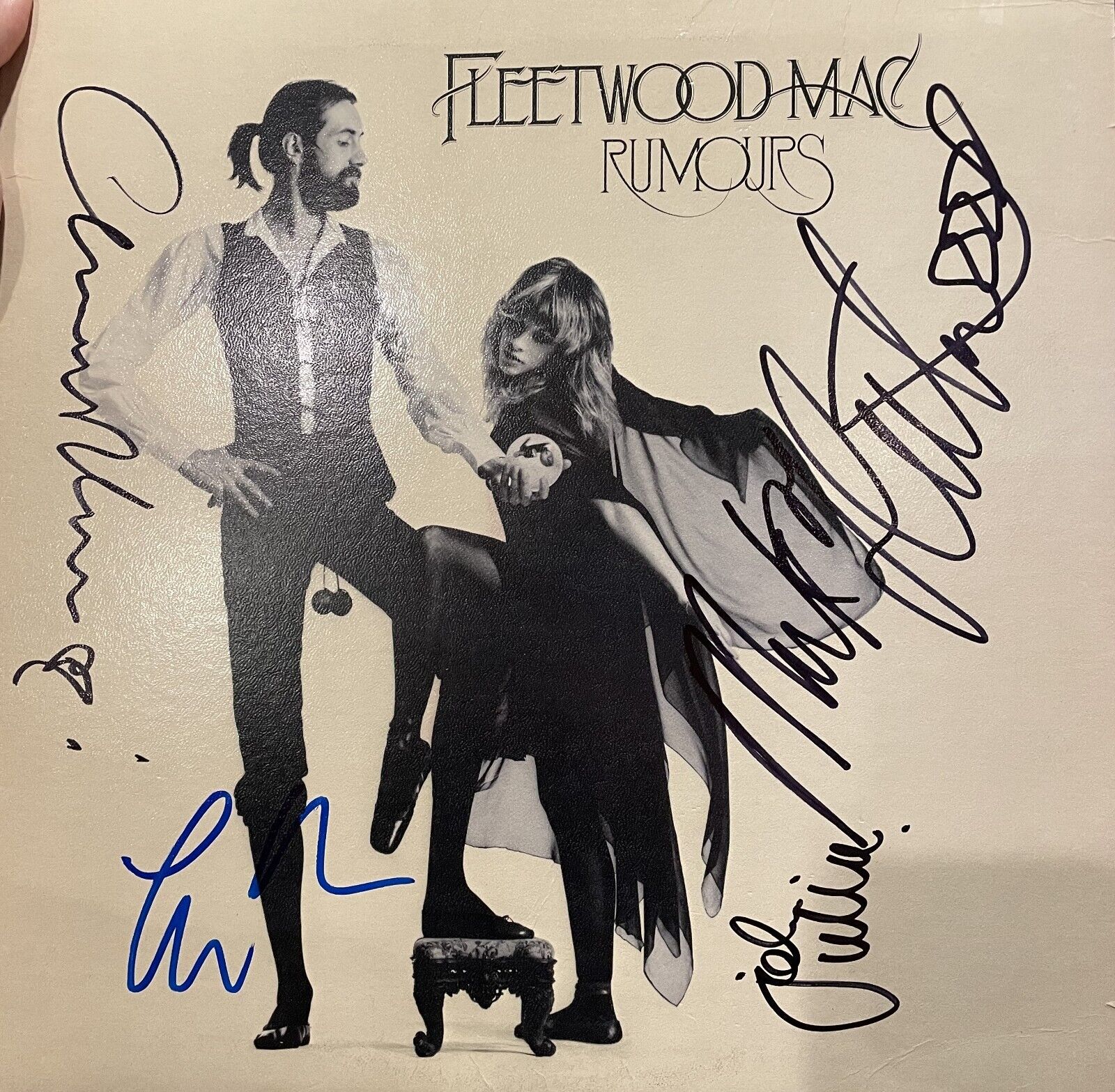 Fleetwood Mac Rumours LP signed Lindsey, Christine, Mick & John COA Beckett