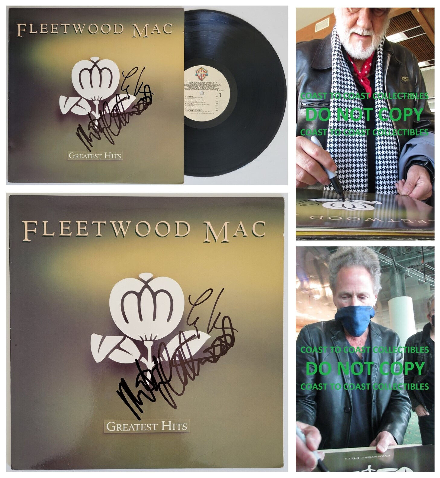 Mick Fleetwood Lindsey Buckingham signed Fleetwood Mac Greatest Hits album proof