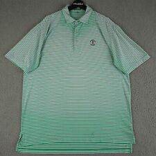Peter Millar Summer Comfort Polo Shirt Men L Green Stripe Harbour Town FLAW FADE picture