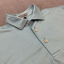 Peter Millar Polo Shirt Mens Medium Green Geometric Performance Summer Comfort picture