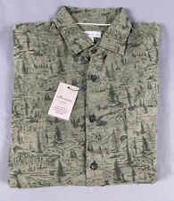 Peter Millar Sport Shirt Crown MS ROCK CREEK PRINT LS Medium Green OLEAF $148 picture