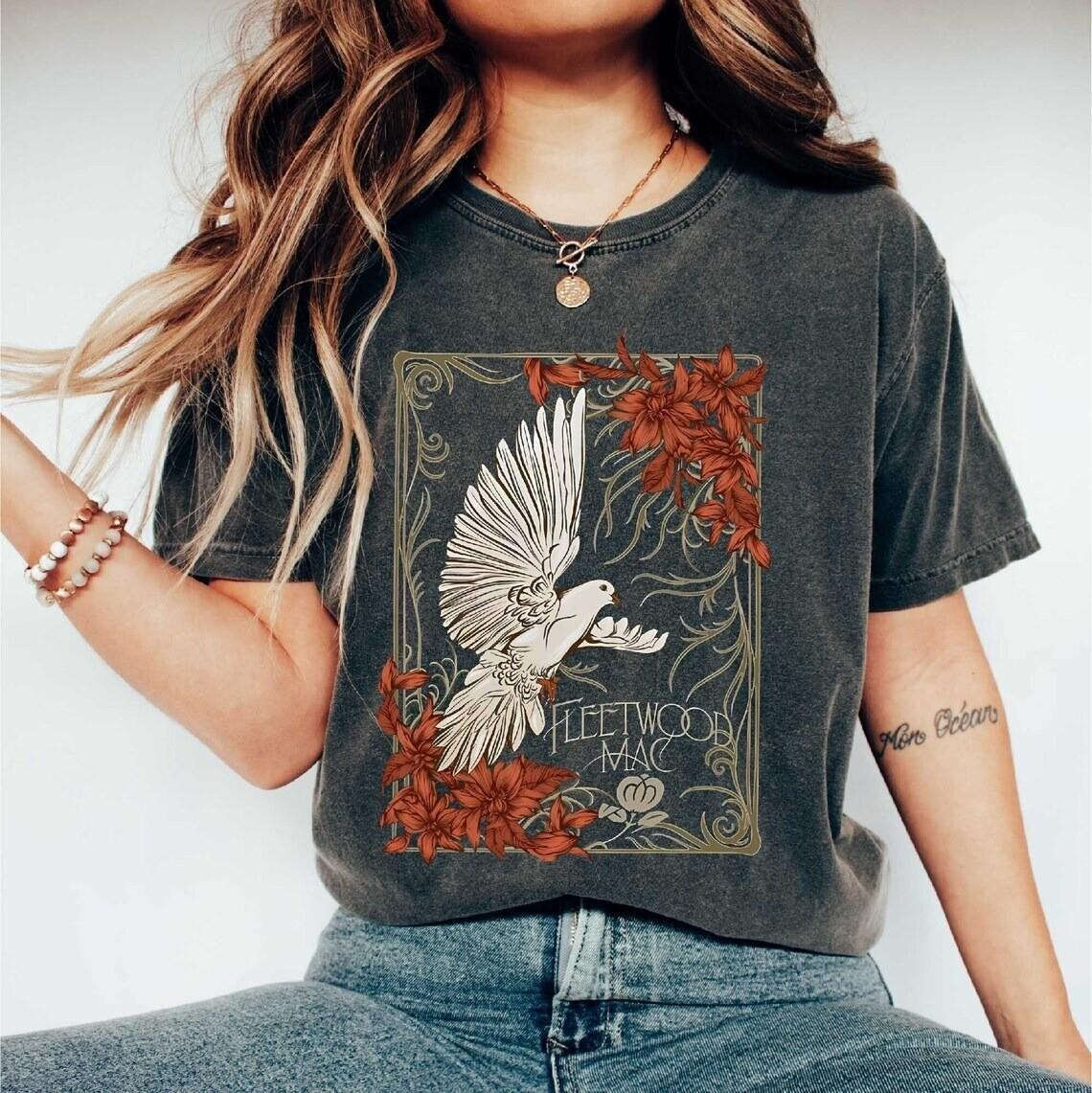 Fleetwood Mac Flower Shirt Stevie Nicks Shirt Music Rock Band T-Shirt S-5XL