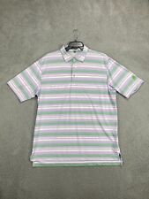 Peter Millar Polo Shirt Mens XL Purple/Green Striped Summer Comfort Golf Rugby picture