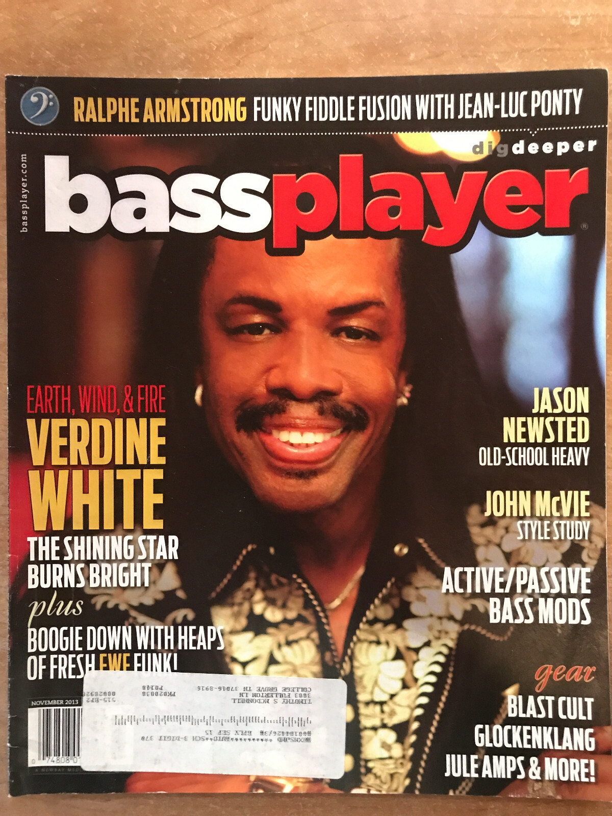 Nov 2013 BASS PLAYER Magazine - Verdine White, EWF, Jason Newsted, John McVie Nov 2013 BASS PLAYER Magazine - Verdine White, EWF, Jason Newsted, John McVie