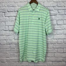 Peter Millar Men Short Sleeve Golf Polo Shirt Stripe Green Blue XL X-Large Logo picture