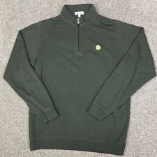 Peter Millar Sweater Mens L Crown Comfort Interlock 1/4 Zip Pullover Green Logo picture