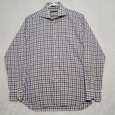 Peter Millar Men’s Shirt Large Plaid Checked Purple Green Long Sleeve Button Up picture