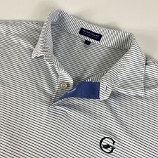 Peter Millar Crown Crafted Polo Shirt Short Sleeve Sz L Blue Green Striped Mens picture