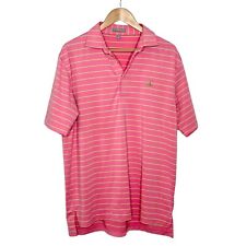 Peter Millar Summer Comfort Teepee Logo Striped Polo Shirt Pink Green Men’s M picture