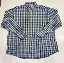 Peter Millar Mens XXL Blue/Green Button Down Shirt Plaid LS Casual Small Defect picture