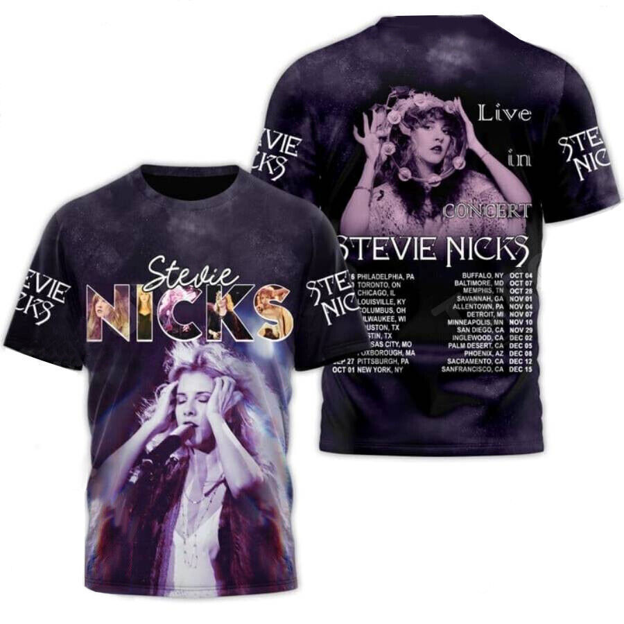SALE_ Stevie Nicks Tour 2023 Live In Concert 3D All Over Printed T-Shirt S-5XL