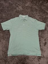 Peter Millar Polo Shirt Mens Large Green White Striped Golf Summer Cotton Casual picture