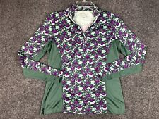 Peter Millar Women’s 1/4 Zip Golf Pullover Shirt Sz XS Green Floral UPF-50 Logo picture